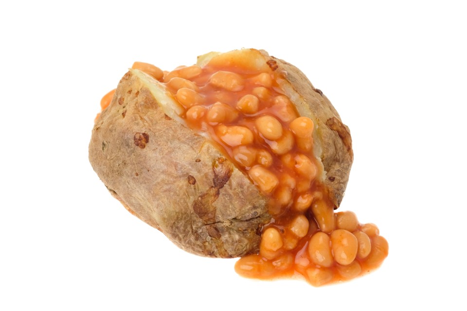 A jacket potato topped with baked beans is loaded with fibre (half the daily 30g recommendation)