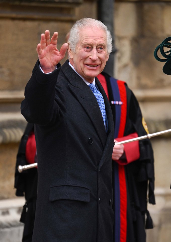 King Charles attends the Easter Sunday service at Windsor Castle, Berkshire