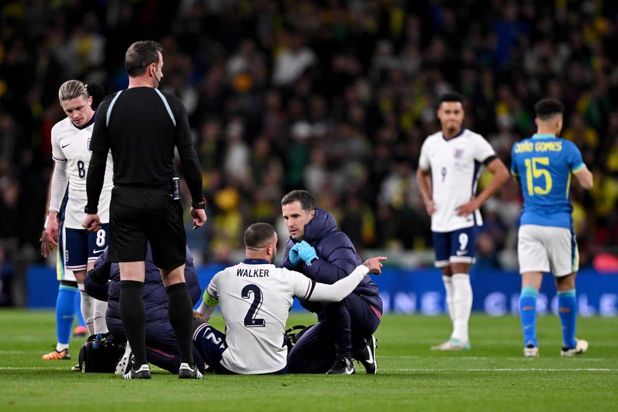 He went off injured in England's defeat to Brazil on Saturday