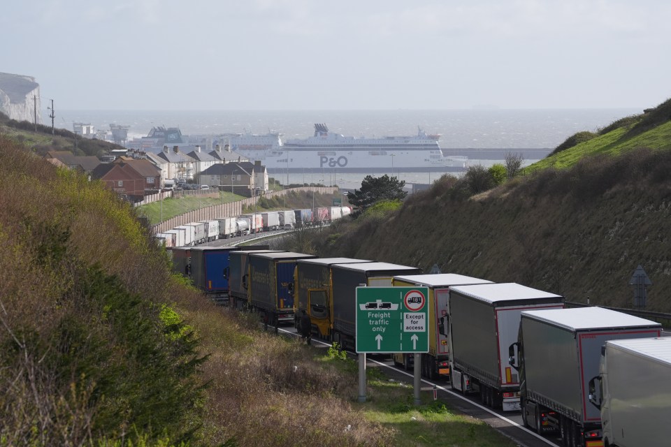 Lorries waiting to enter the Port of Dover