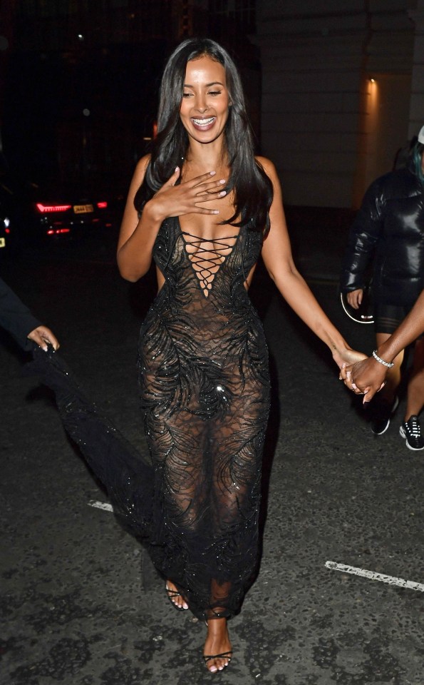 Maya caught the eye in an eye-popping sheer dress