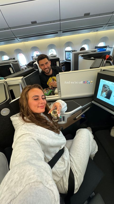 The couple have been enjoying the first class trip for the past three days