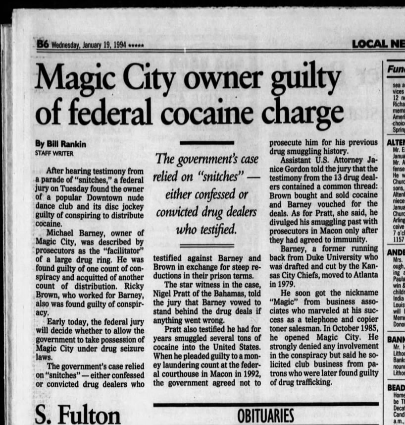 Magic City owner Michael Barney was jailed in 1994 on drug charges