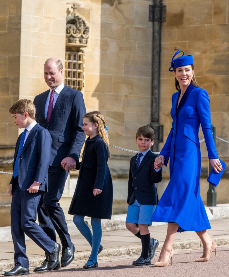 The Prince and Princess of Wales and their three children (pictured at the service last year) missed the event