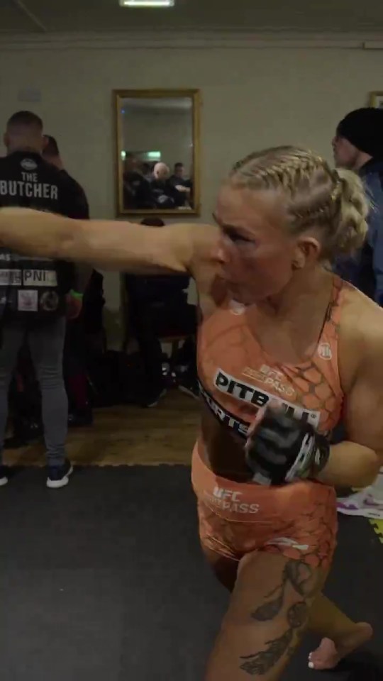 The MMA star shared a clip of herself on the pads before that bout