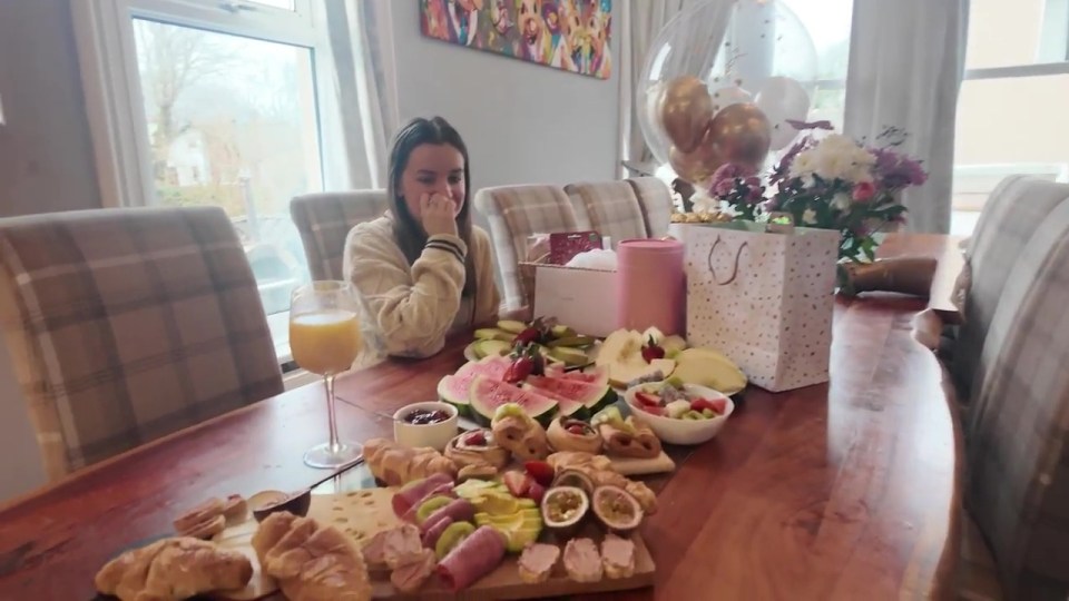 The family started the day with a stunning breakfast spread for Sue