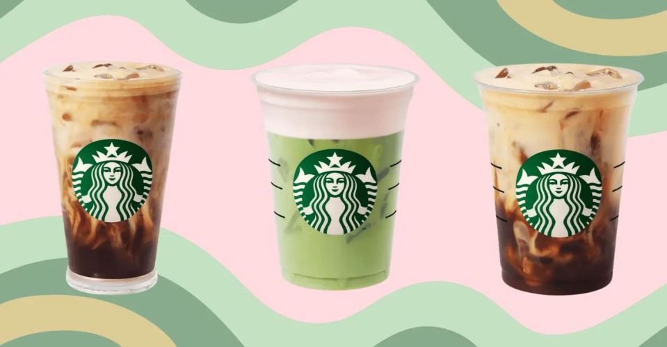 The three new items include an iced caramelised macadamia oat shaken espresso, an iced strawberry matcha tea latte, and an iced toasted vanilla oat shaken espresso