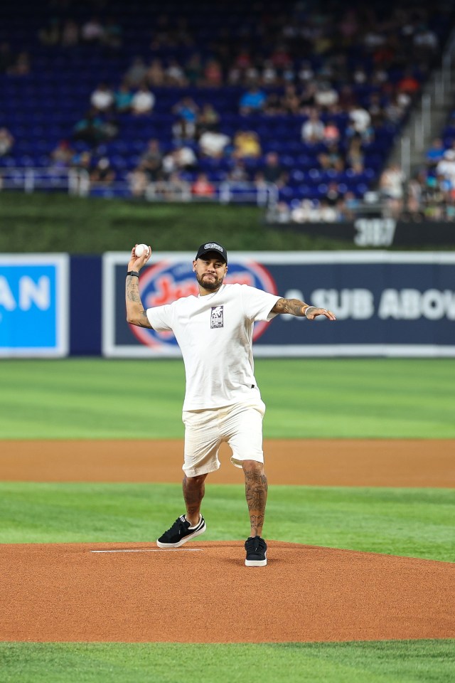 Neymar was the guest of honour at the Miami Marlins game