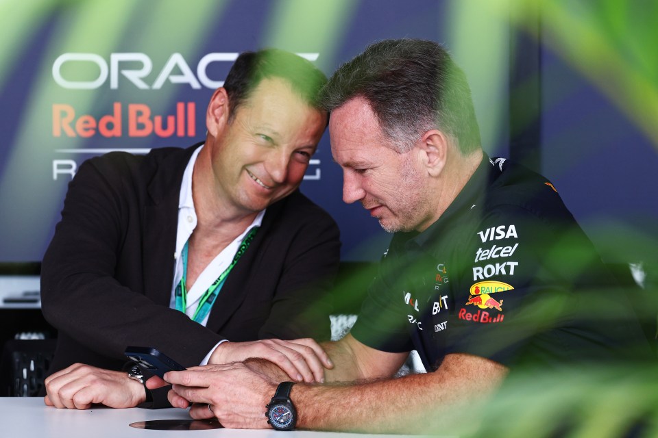 Red Bull CEO Franz Watzlawick and Horner speak today prior to the Saudi F1