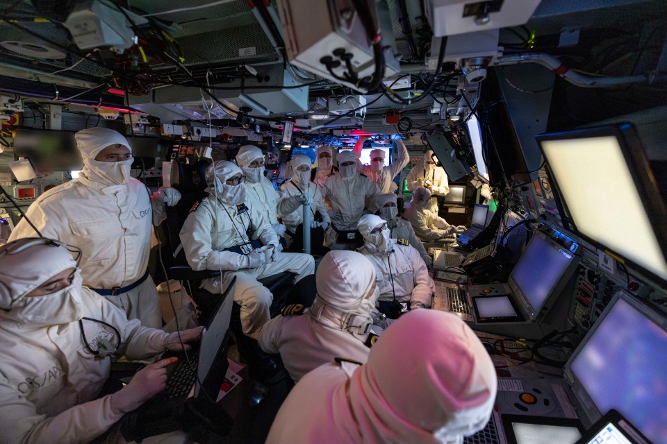 A view of the operations room as Sea Ceptor missiles are fired from HMS Richmond