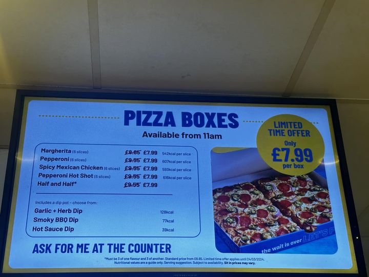 Greggs has slashed the price of its pizza boxes