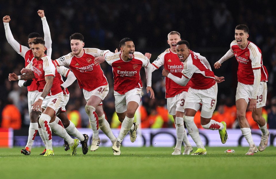 Arsenal celebrate edging past Porto earlier this week