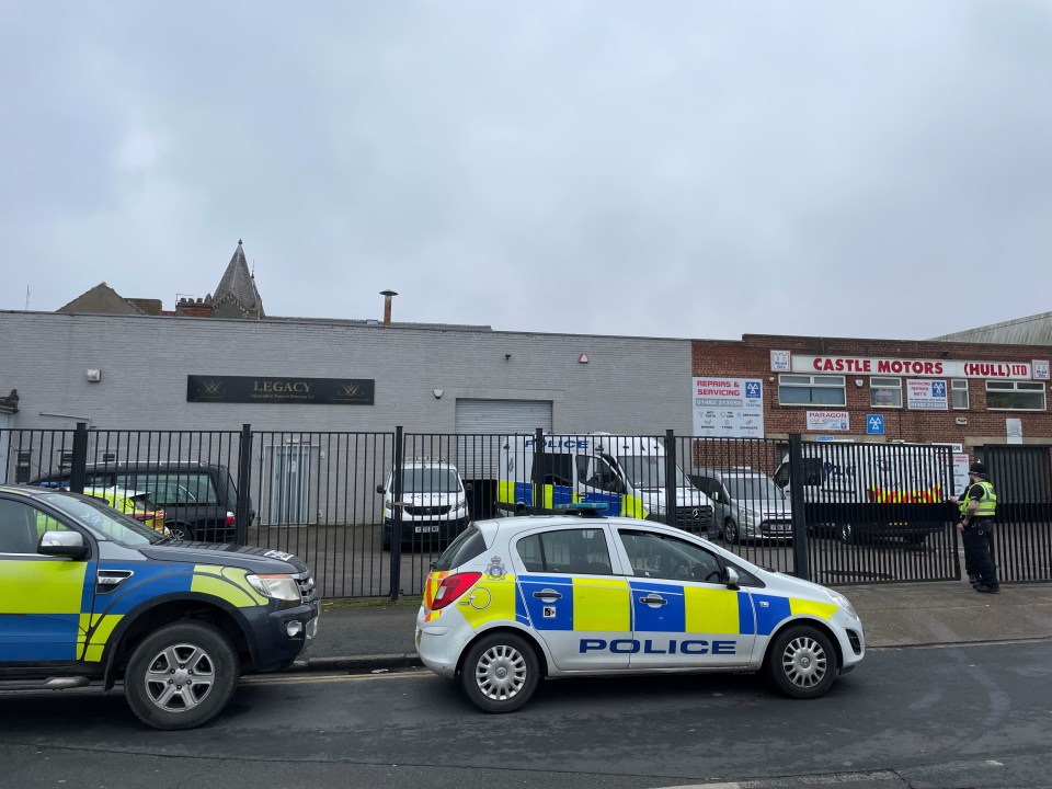 Police were seen around the back of Legacy Independent Funeral Directors in Hessle Road, Hull on Monday