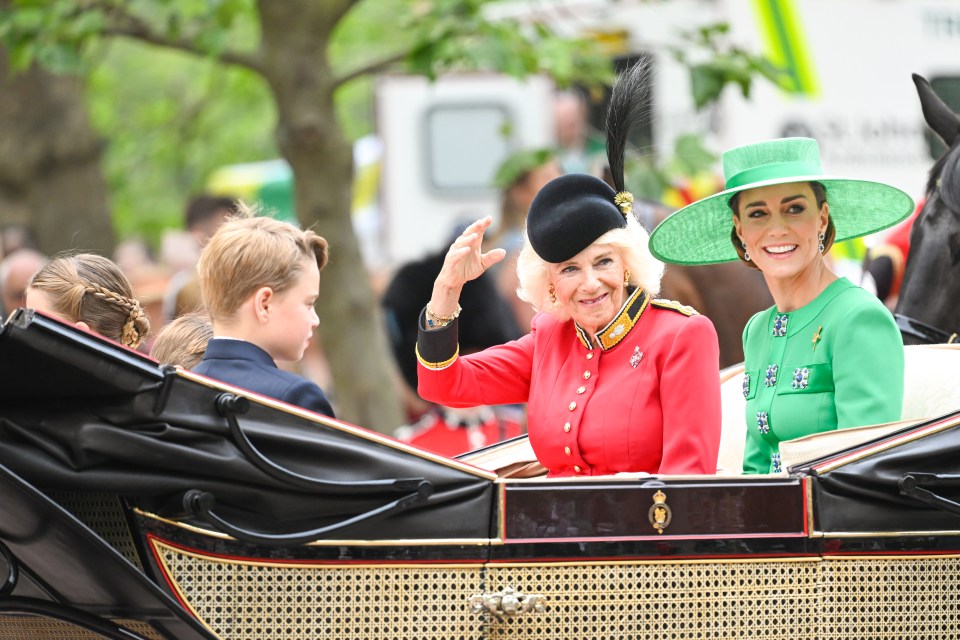 Princess Kate arriving at the Trooping the Colour with Queen Camilla last year