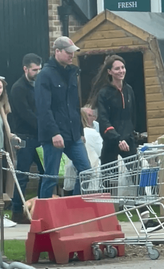 The Sun obtained footage of smiling Kate shopping with William