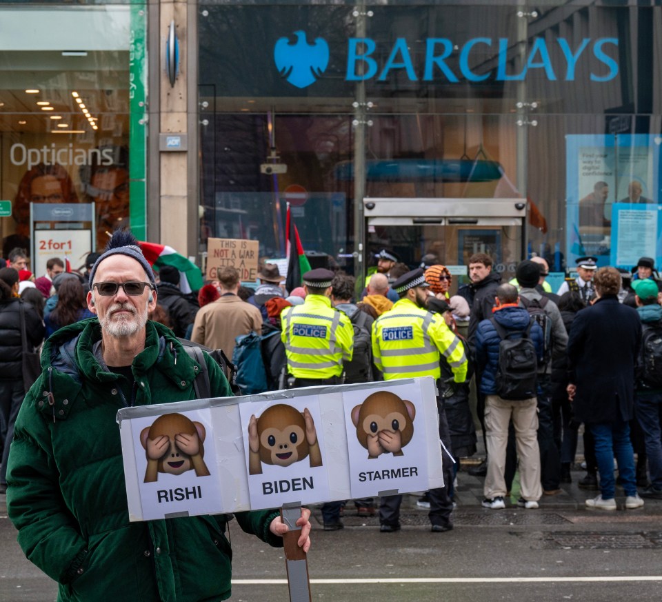 The Palestine Solidarity Campaign (PSC) accused Barclays of holding 'substantial ties' to arms companies supplying weapons used in the conflict in Gaza