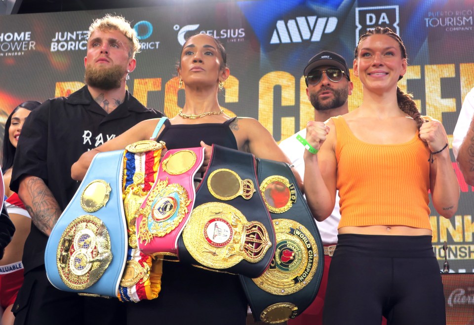 Jake Paul with Serrano and opponent Nina Meinke