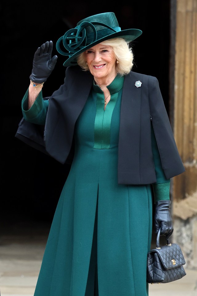 Queen Camilla was all smiles as she attends the Easter Mattins Service at Windsor Castle