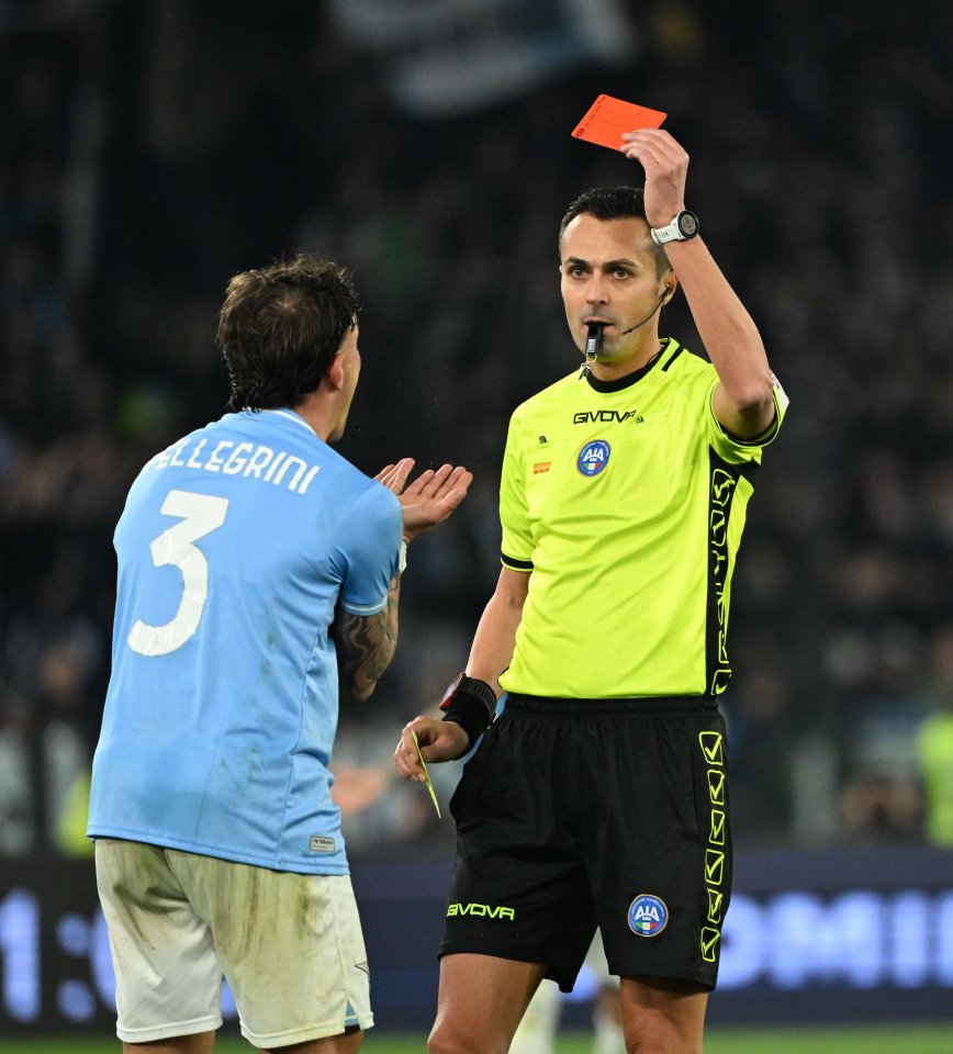 The sending-off of Lazio’s Luca Pellegrini ignited the bad blood