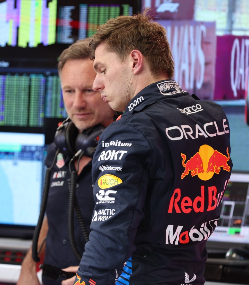 F1 champion Max Verstappen with boss Horner after winning the season-opener race last weekend