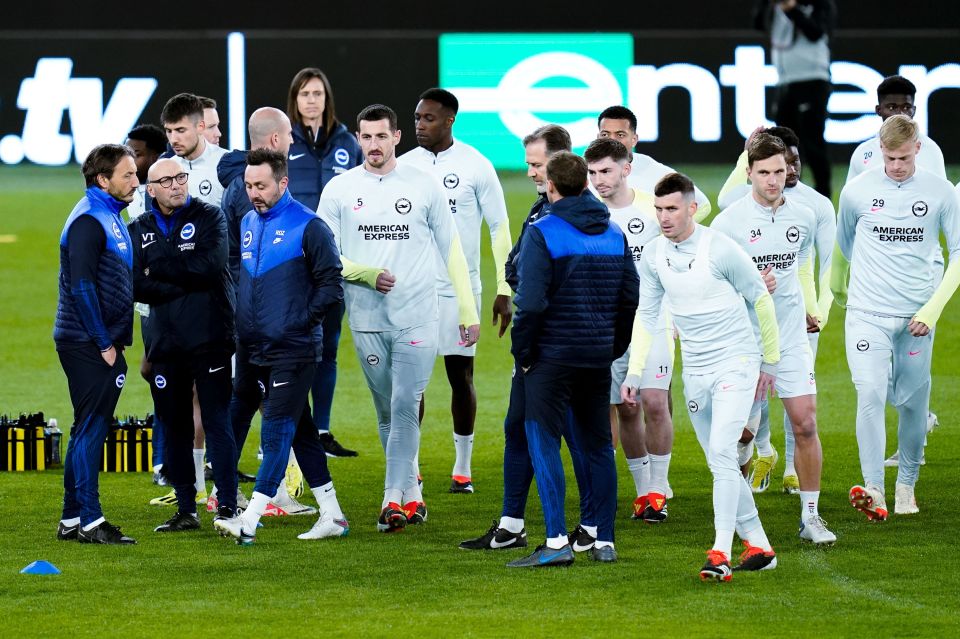 Brighton training ahead of the match tonight