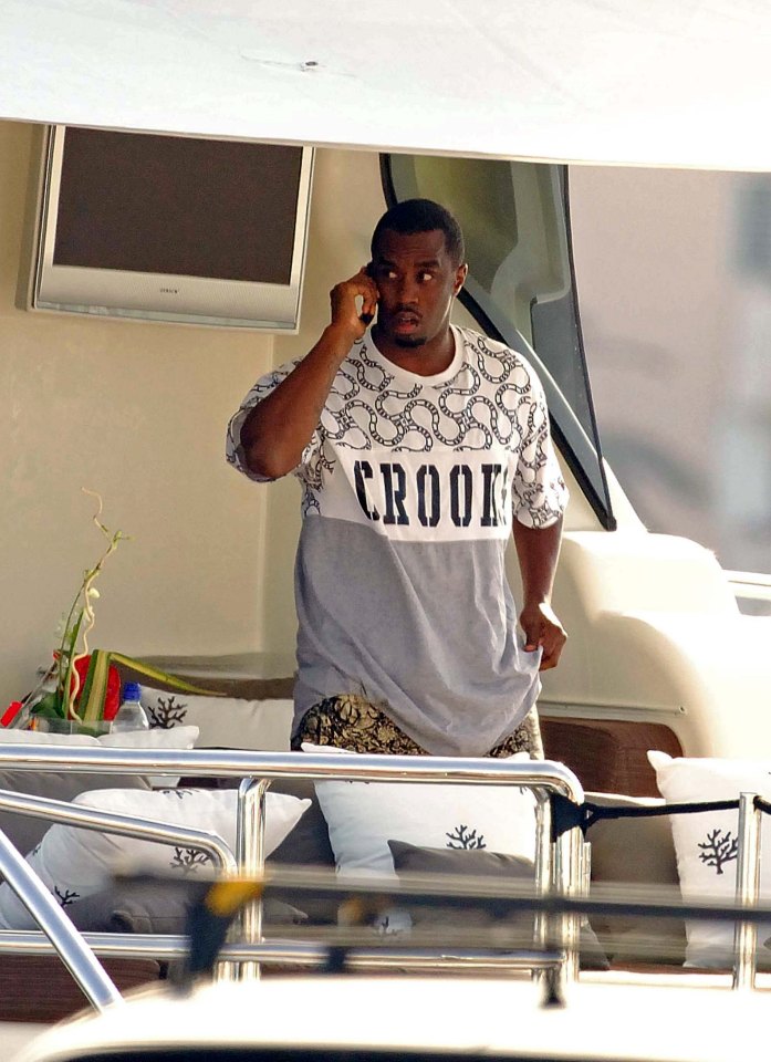 Diddy relaxing on his chartered yacht in Spain, 2007