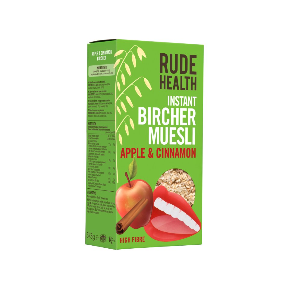 Rude Health Apple & Cinnamon Bircher contains only 178 calories per 60g