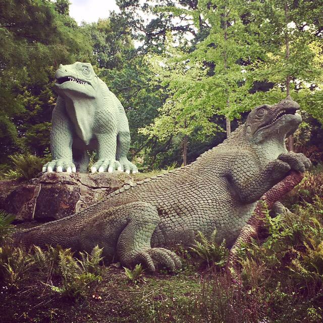 The park is famous for its Grade I listed dinosaur sculptures