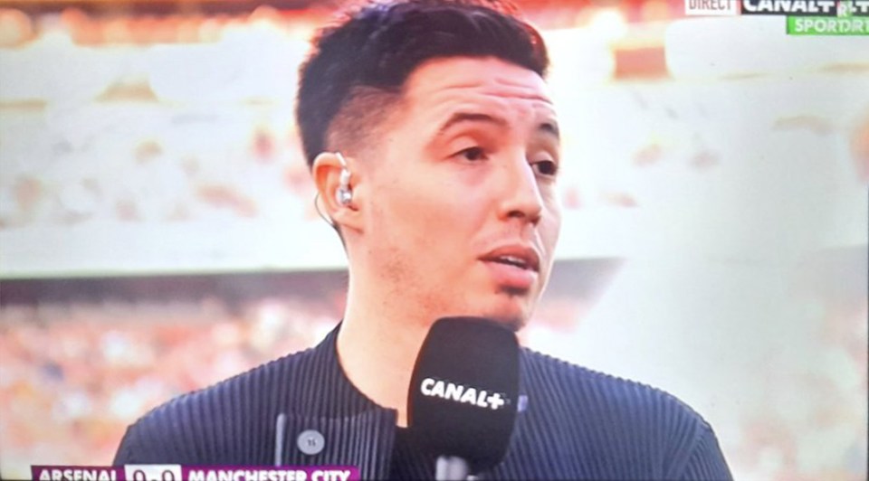 Frenchman Samir Nasri was covering Arsenal vs Man City for home country TV channel Canal+ when trouble flared