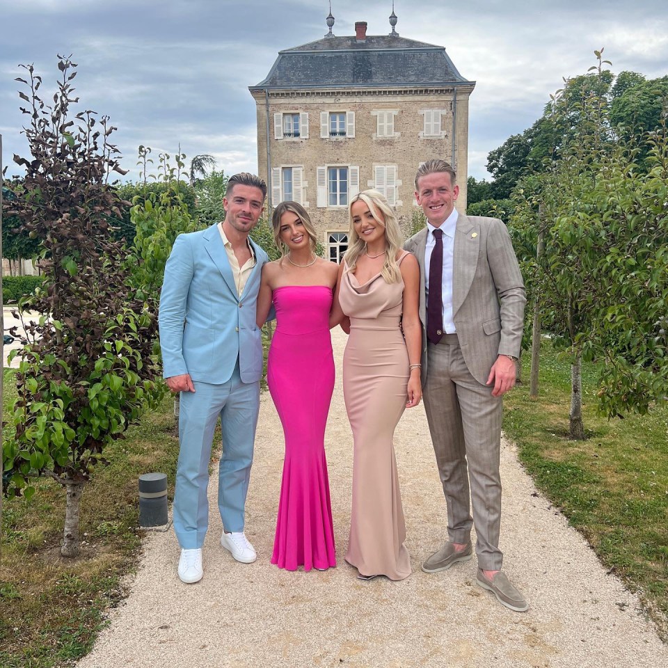 Sasha Attwood, Jack Grealish, Megan Davison and Jordan Pickford at Harry Maguire and Fern Hawkins’ wedding last year