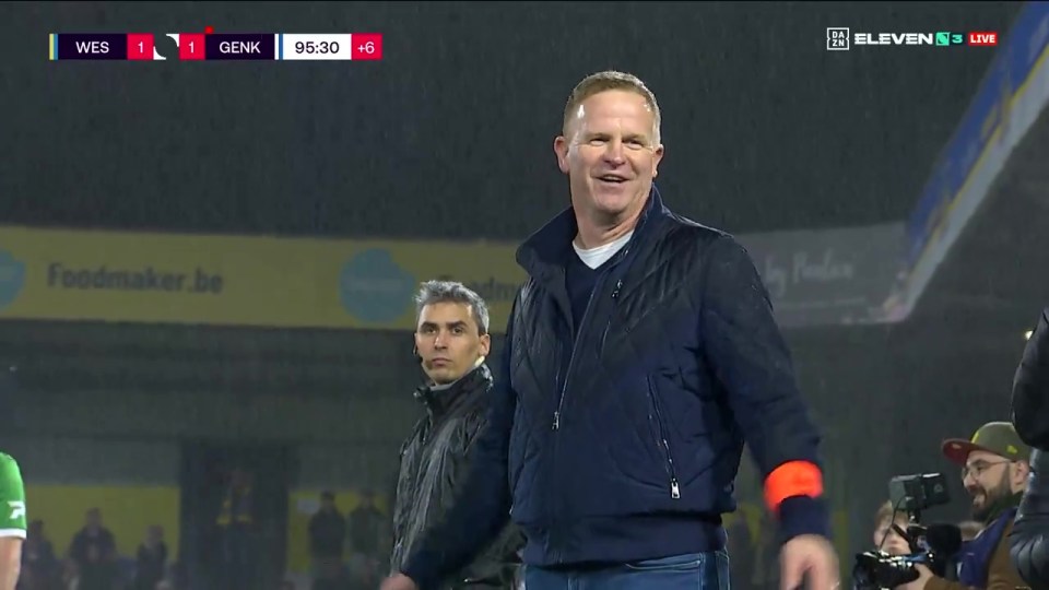 Genk manager Wouter Vrancken was spotted laughing on the touchline