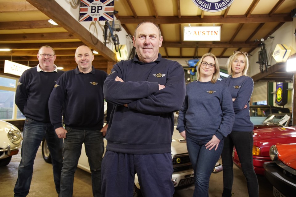 Derek Mathewson, centre, is known for Bangers & Cash - a long-running series on his family-run historic car auction business