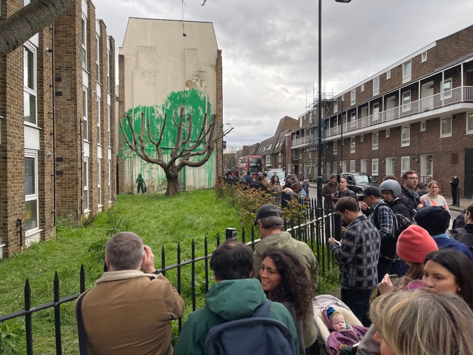 Banksy fans rushed to see the new artwork on Monday