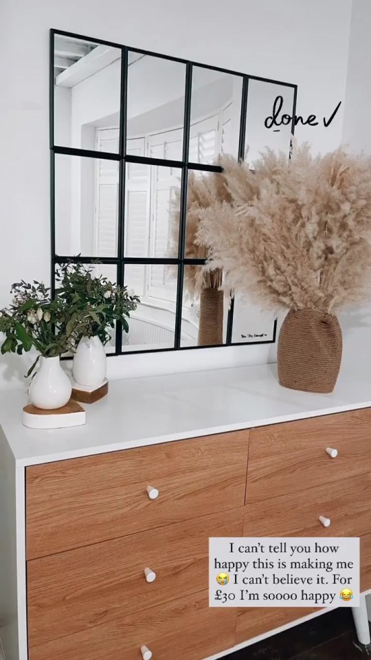 Stacey showed off her £30 Ikea window-effect mirror hack