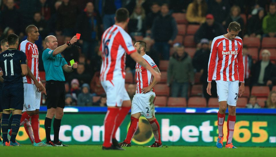 Crouch was given his marching orders against Southampton