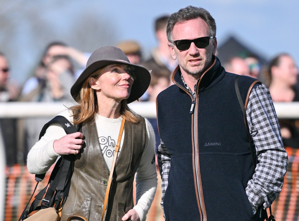 Christian Horner at Point to Point races in Buckinghamshire with wife Geri Halliwell