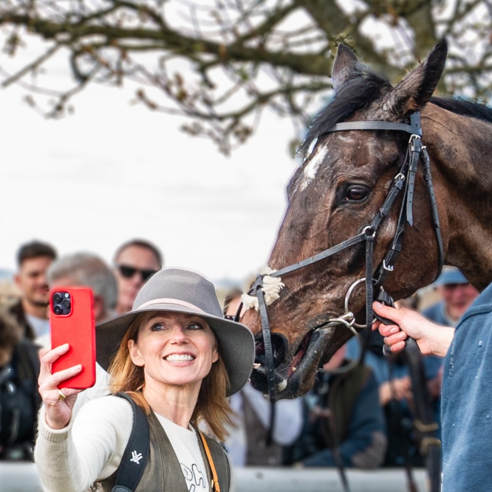 Geri was in a particularly jolly mood at the races