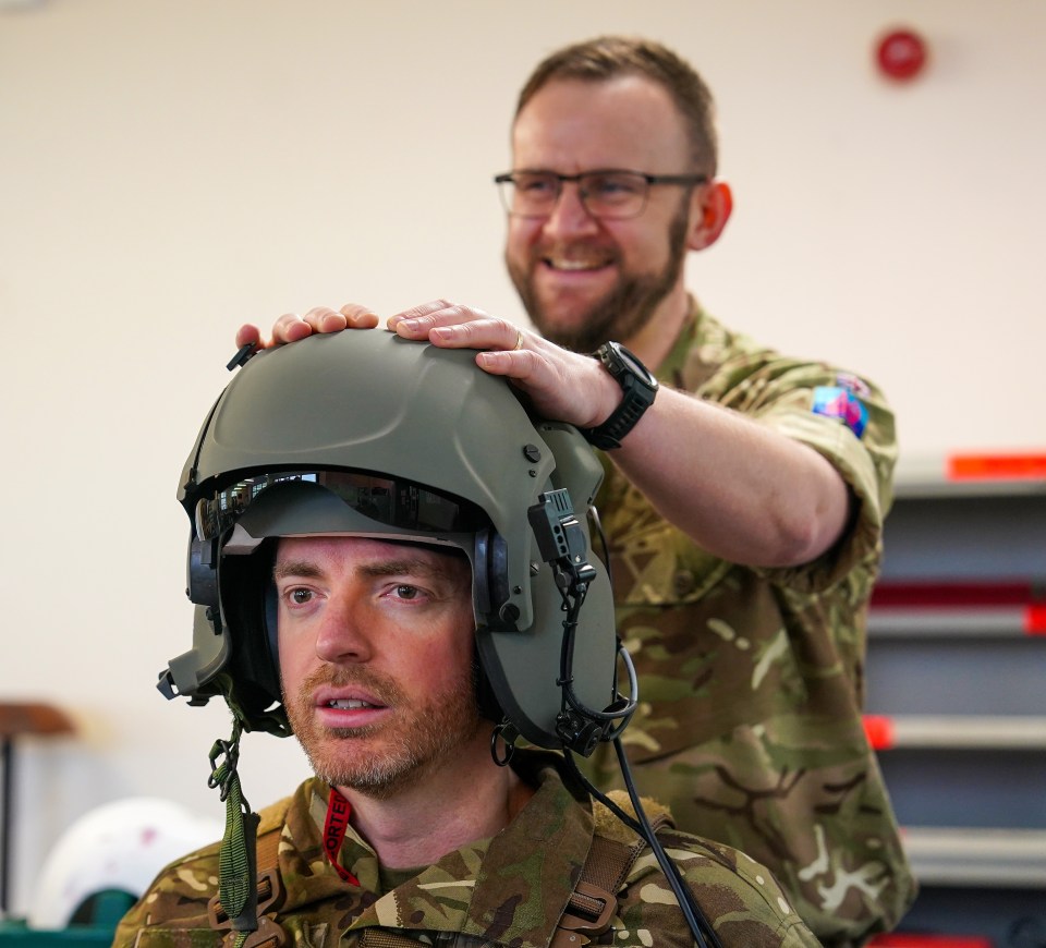 Alex wearing his new potentially life-saving headgear