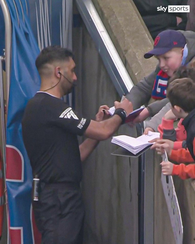 Gill was seen signing autographs at half-time of Crystal Palace vs Luton