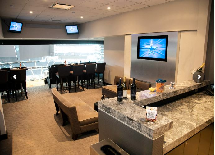 The AT&T Stadium boasts 300 luxury suites and club seating on multiple levels