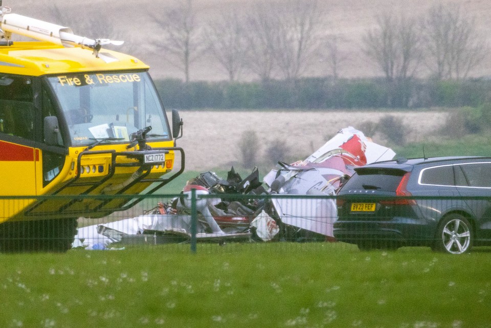 A plane has crashed at the Imperial War Museum airfield in Duxford - with pictures showing the wreckage