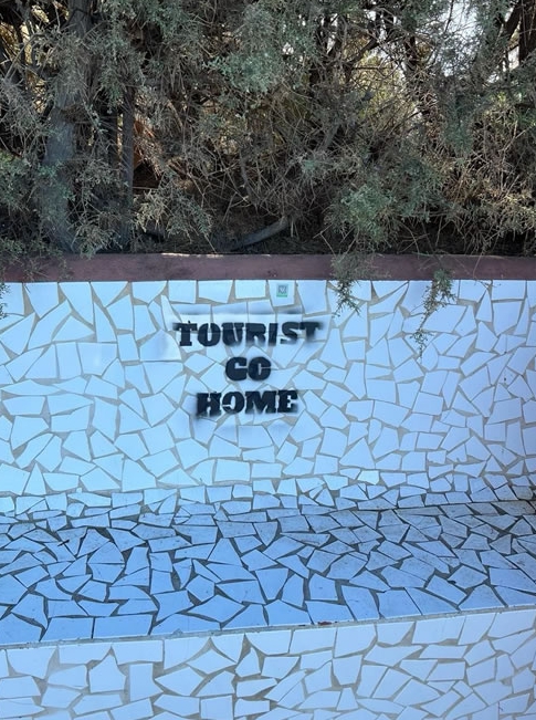 More anti-tourist graffiti spray painted around the island