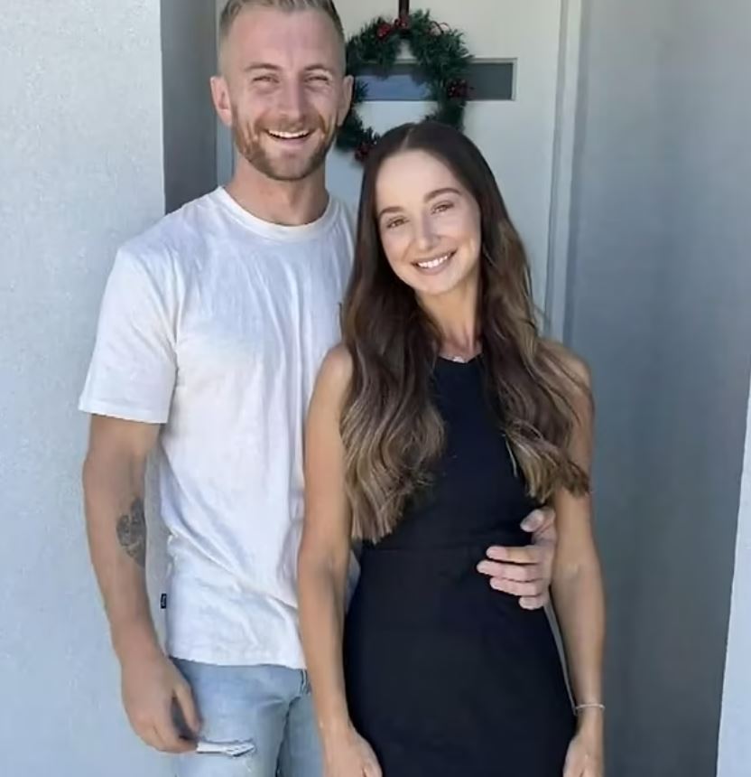 The 29-year-old and his fiancee (pictured) were celebrating with friends and family before the freak fall