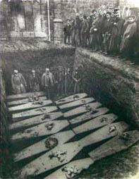 Mass grave in St Keverne Churchyard of the victims of the Mohegan tragedy.