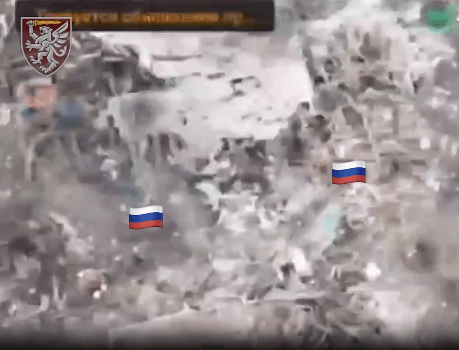 Drone footage shows Russian soldiers trying to advance in Bakhmut region