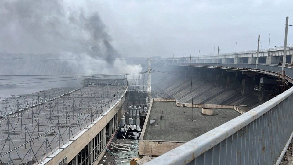 Dnipro Hydroelectric Station pictured today in Zaporizhzhia, Ukraine