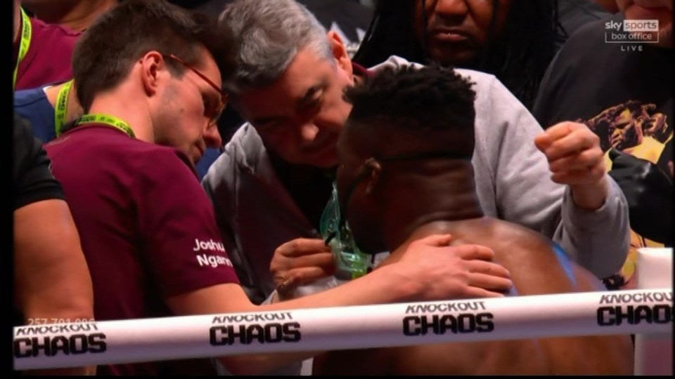 Ngannou was given oxygen in his recovery from the brutal KO