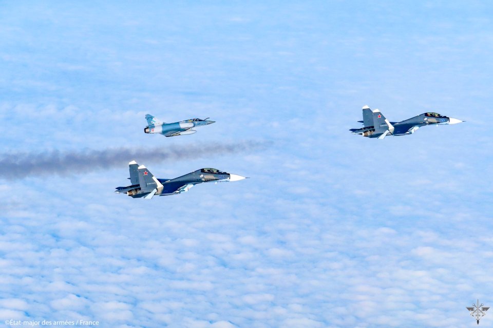 The French pilots were able to usher the Russian plane out of the sky before heading to Poland