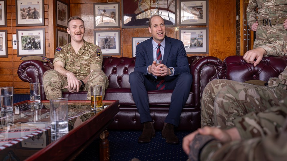 The Prince of Wales meeting soldiers from the 1st Battalion Welsh Guards