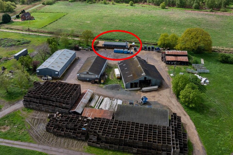 An aerial shot of the converted barn